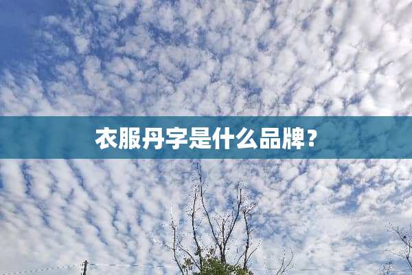衣服丹字是什么品牌？