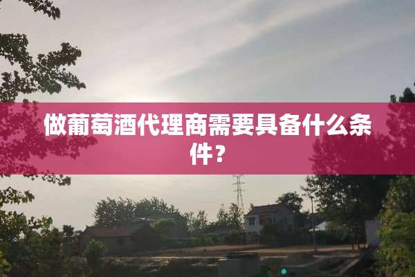 做葡萄酒代理商需要具备什么条件？