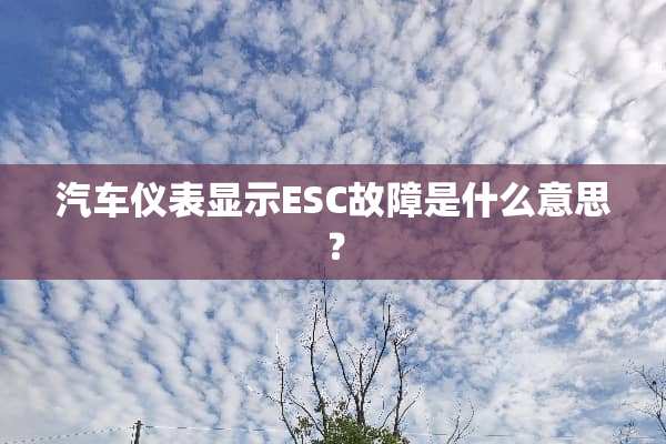 汽车仪表显示ESC故障是什么意思？