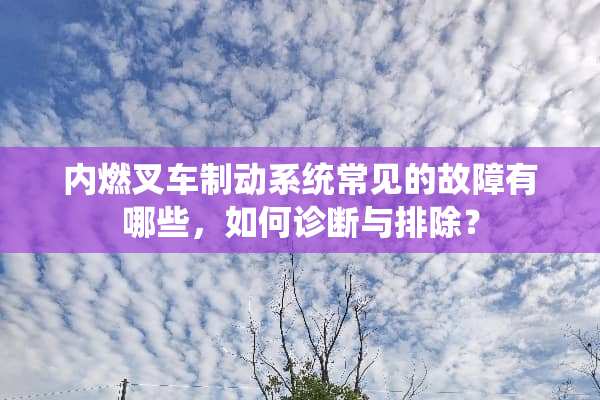 内燃叉车制动系统常见的故障有哪些，如何诊断与排除？