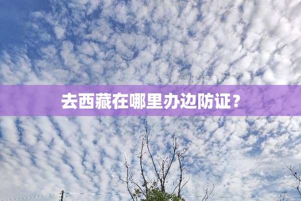 去西藏在哪里办边防证？