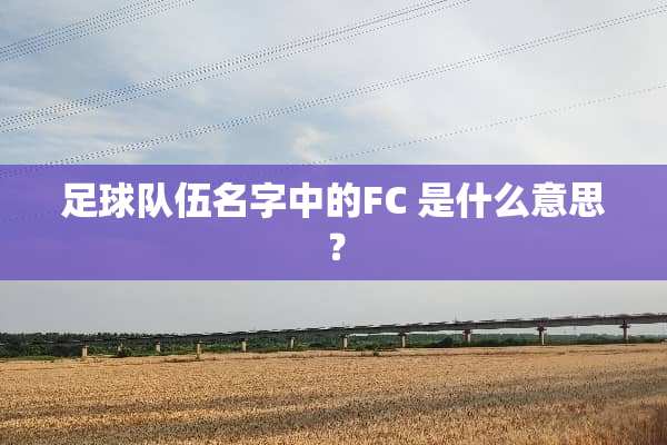 **队伍名字中的FC 是什么意思？