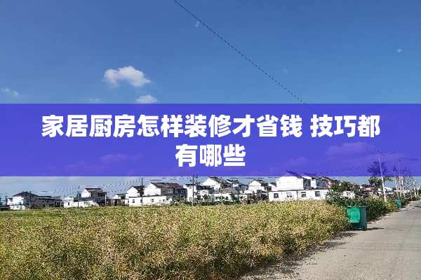 家居厨房怎样装修才省钱 技巧都有哪些