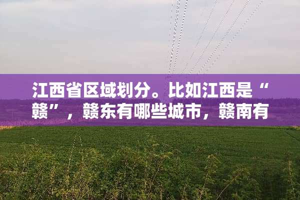 江西省区域划分。比如江西是“赣”，赣东有哪些城市，赣南有哪些城市……