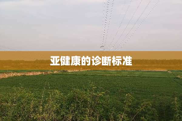 亚健康的诊断标准