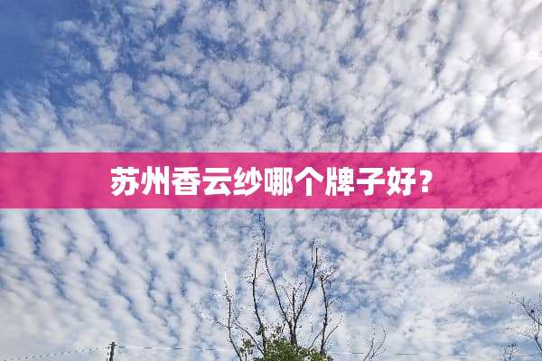 苏州香云纱哪个牌子好？
