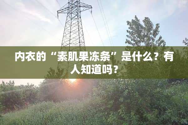 **的“素肌果冻条”是什么？有人知道吗？