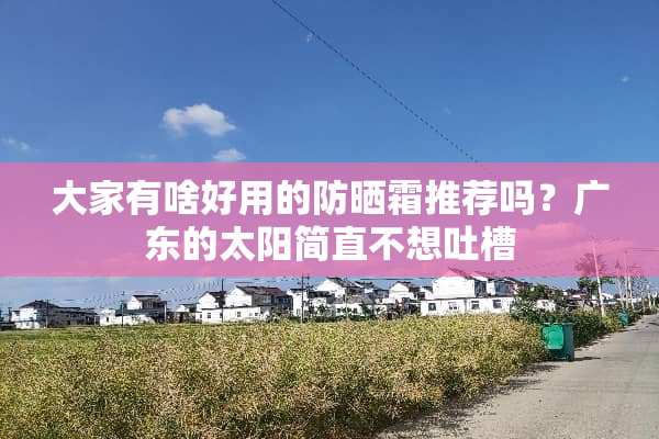 大家有啥好用的防晒霜推荐吗？广东的太阳简直不想吐槽