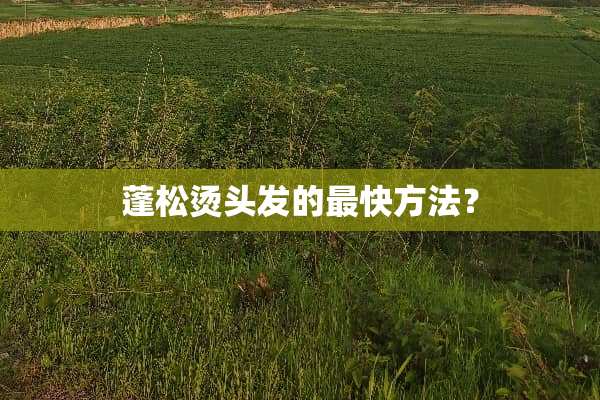 蓬松烫头发的最快方法？