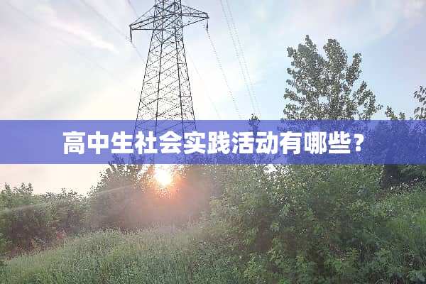高中生社会实践活动有哪些？