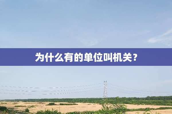 为什么有的单位叫机关？