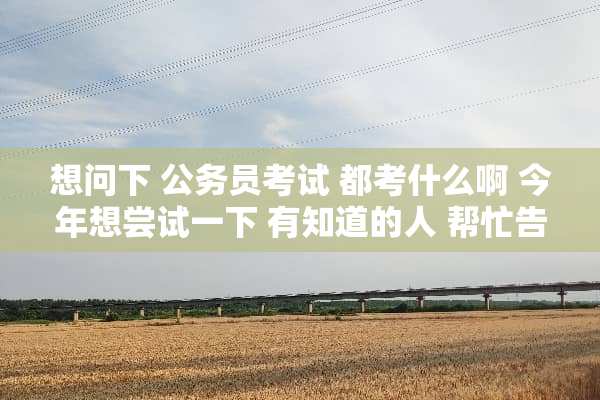 想问下 公务员考试 都考什么啊 今年想尝试一下 有知道的人 帮忙告诉我吗