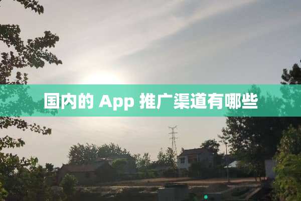 国内的 App 推广渠道有哪些