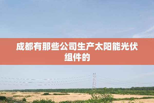 成都有那些公司生产太阳能光伏组件的
