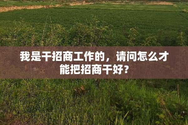 我是干招商工作的，请问怎么才能把招商干好？