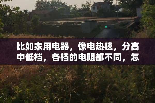 比如家用电器，像电热毯，分高中低档，各档的电阻都不同，怎么辨别哪个是高档或抵挡？