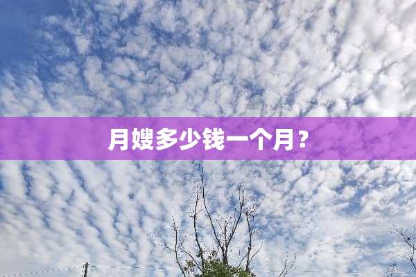 月嫂多少钱一个月？