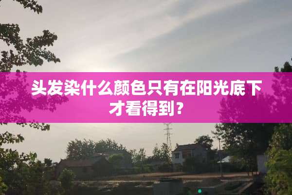 头发染什么颜色只有在阳光底下才看得到？