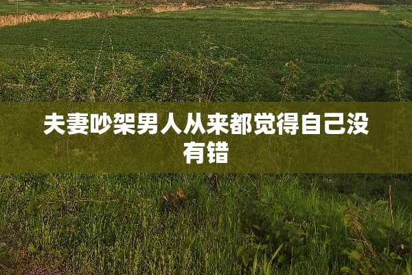 夫妻吵架男人从来都觉得自己没有错