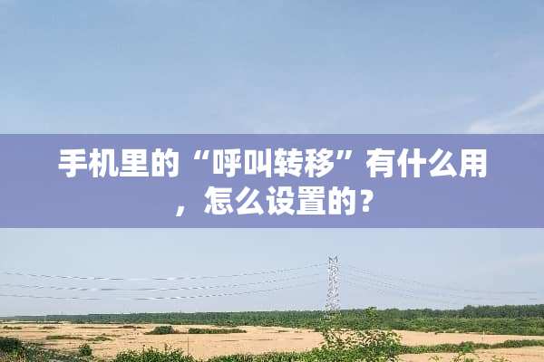 手机里的“呼叫转移”有什么用，怎么设置的？