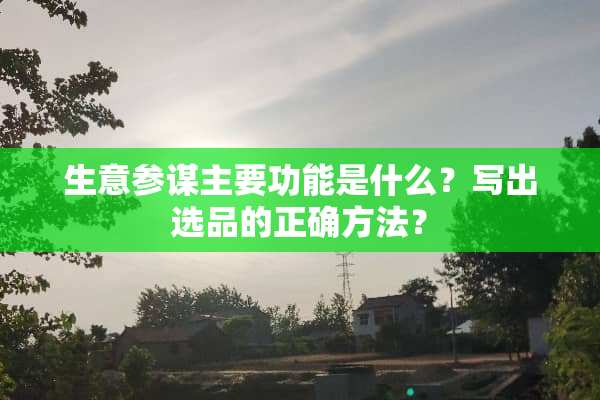 生意参谋主要功能是什么？写出选品的正确方法？