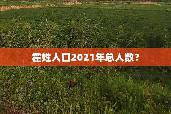 霍姓人口2021年总人数？