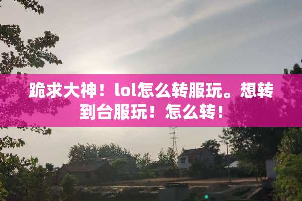 跪求大神！lol怎么转服玩。想转到台服玩！怎么转！