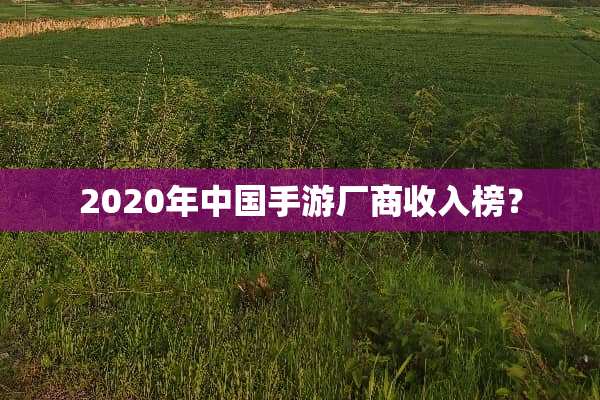 2020年中国手游厂商收入榜？