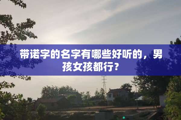 带诺字的名字有哪些好听的，男孩女孩都行？