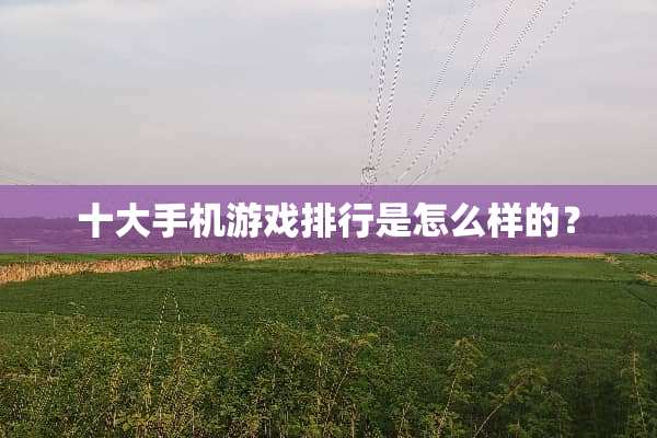 十大手机游戏排行是怎么样的？