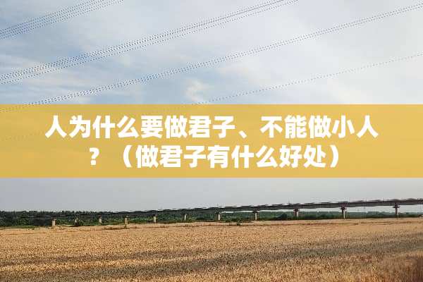 人为什么要做君子、不能做小人？（做君子有什么好处）