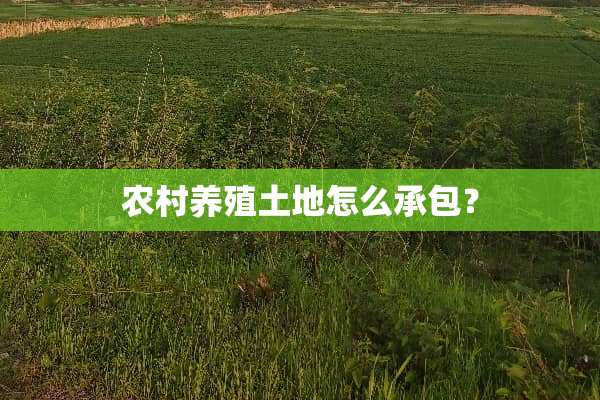 农村养殖土地怎么承包？