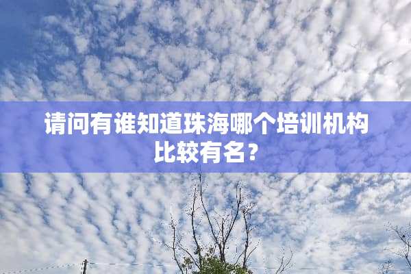请问有谁知道珠海哪个培训机构比较有名？