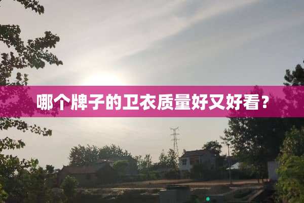 哪个牌子的卫衣质量好又好看？