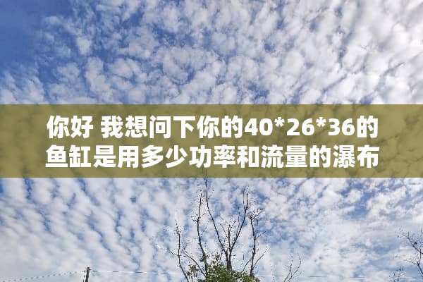 你好 我想问下你的40*26*36的鱼缸是用多少功率和流量的瀑布式过滤器啊