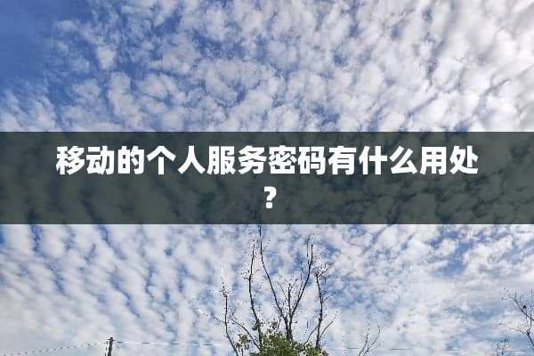移动的个人服务密码有什么用处？