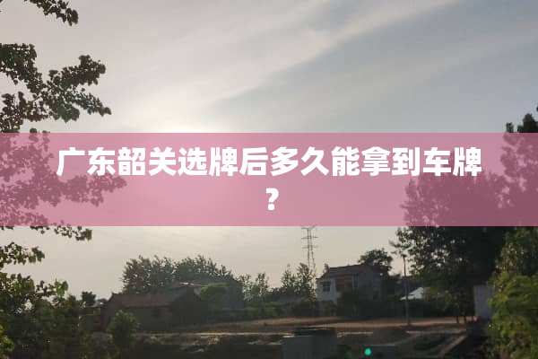 广东韶关选牌后多久能拿到车牌？