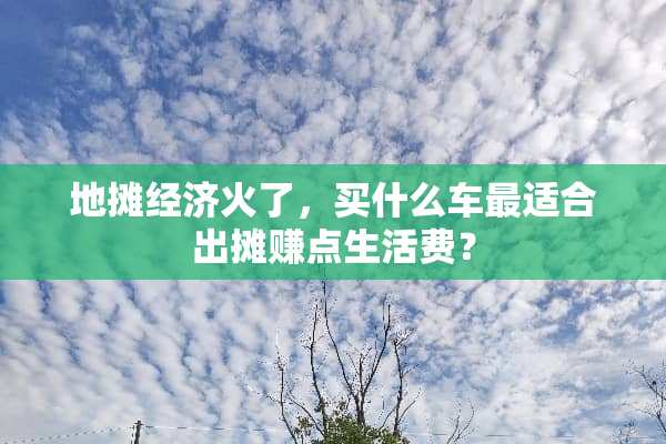 地摊经济火了，买什么车最适合出摊赚点生活费？