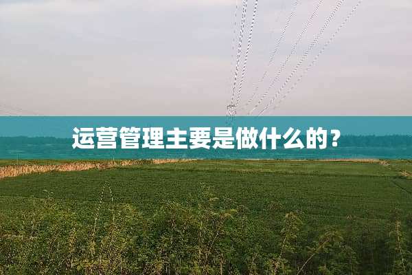 运营管理主要是做什么的？