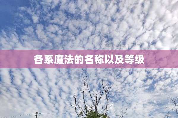 各系魔法的名称以及等级