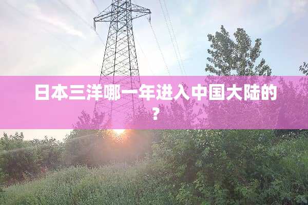 日本三洋哪一年进入中国**的？