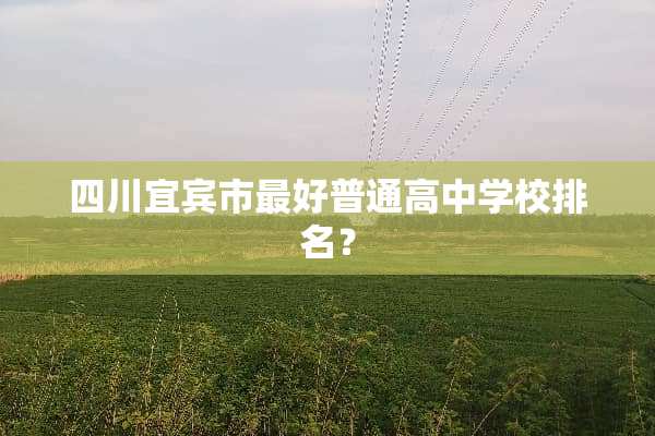 四川宜宾市最好普通高中学校排名？