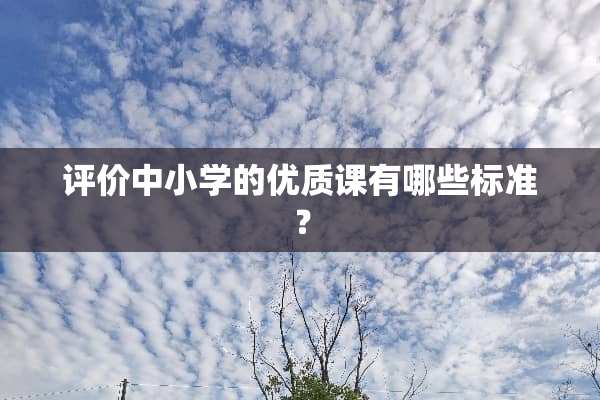 评价中小学的优质课有哪些标准？