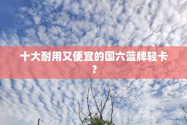 十大耐用又便宜的国六蓝牌轻卡？