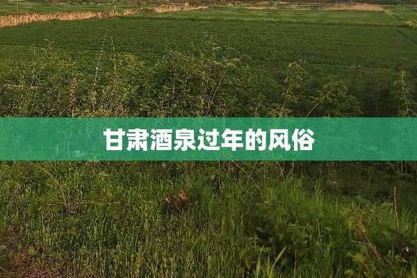 甘肃酒泉过年的风俗