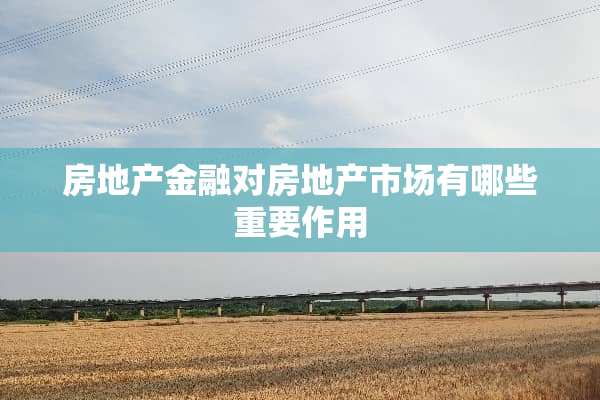 房地产金融对房地产市场有哪些重要作用