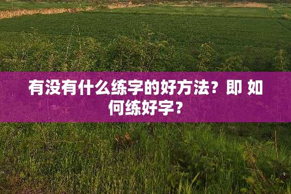 有没有什么练字的好方法？即 如何练好字？
