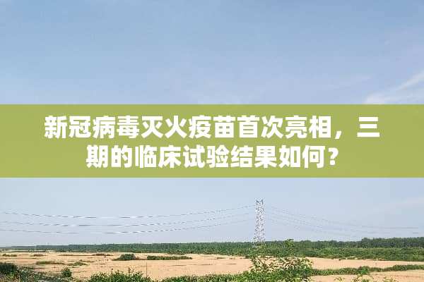 新冠**灭火**首次亮相，三期的临床试验结果如何？