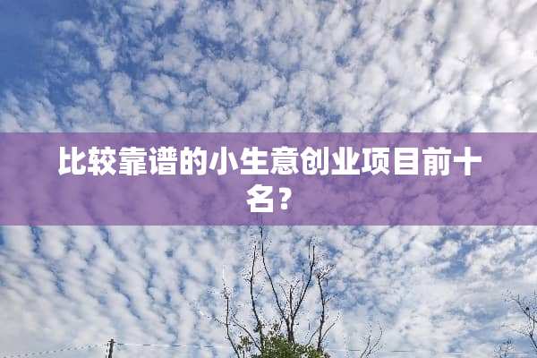比较靠谱的小生意创业项目前十名？