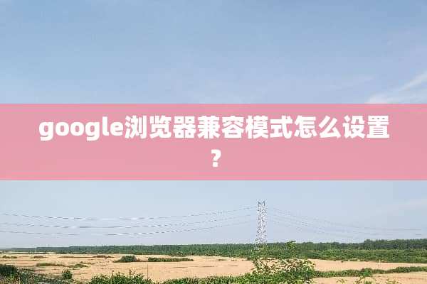 google浏览器兼容模式怎么设置？